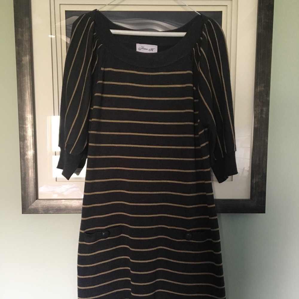 Gray striped sweater dress
